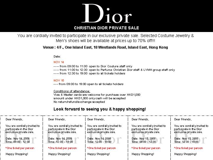 Dior Private Sale 14-15 NOV 2008
